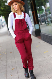 Feeling The Love Scarlet High Waist Denim Double Cuff Overalls