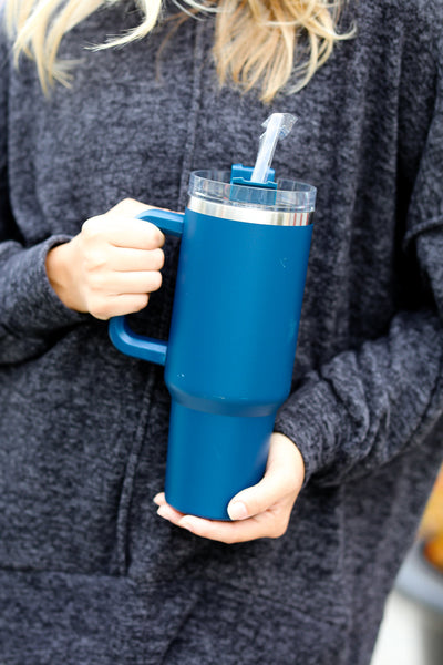 Navy Insulated 38oz. Tumbler with Straw