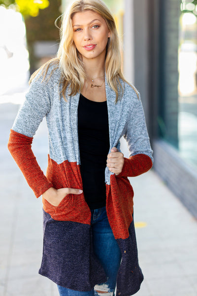 Take a Look Heather Grey Two Tone Hacci Cardigan