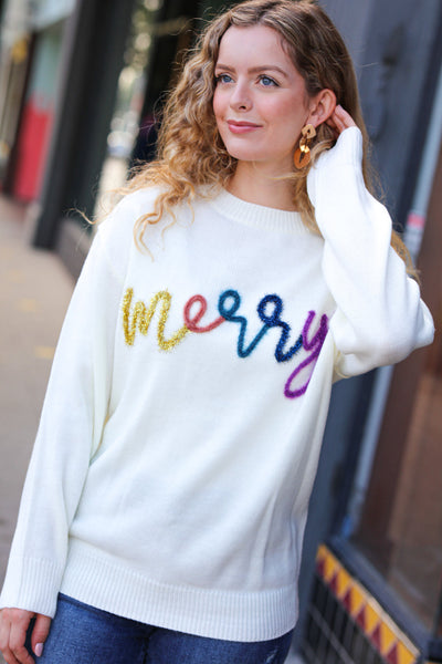 More the Merrier White Pop Up Lurex Sweater