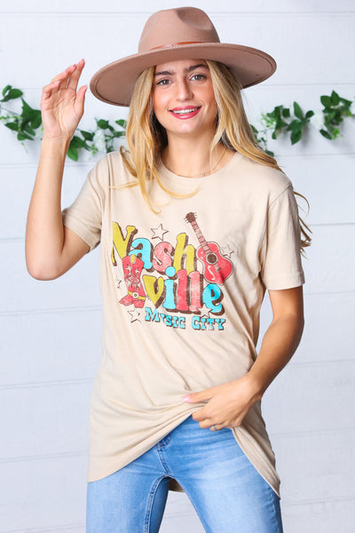 Oatmeal Cotton Nashville Graphic Tee