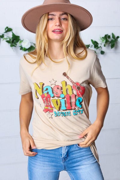 Oatmeal Cotton Nashville Graphic Tee