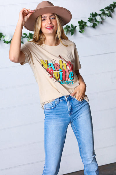 Oatmeal Cotton Nashville Graphic Tee