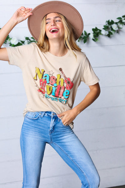 Oatmeal Cotton Nashville Graphic Tee