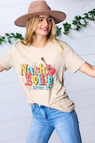 Oatmeal Cotton Nashville Graphic Tee