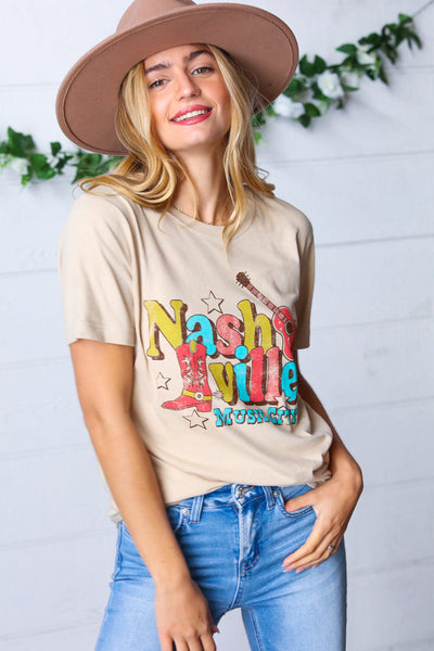 Oatmeal Cotton Nashville Graphic Tee