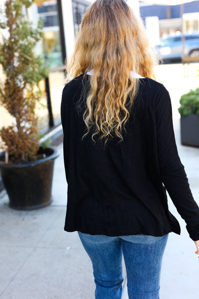 Sublime Black Hacci Dolman Pocketed Sweater Top
