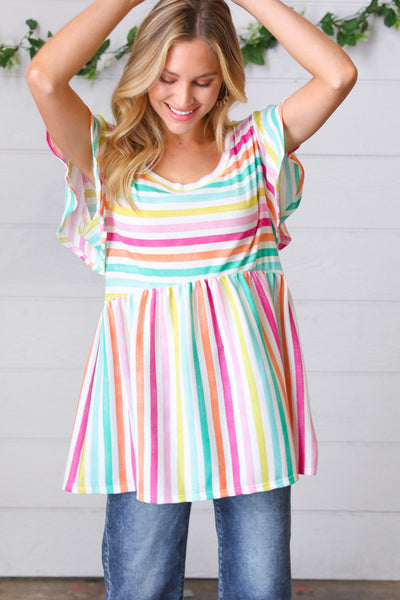 Lavender Rainbow Stripe Babydoll To