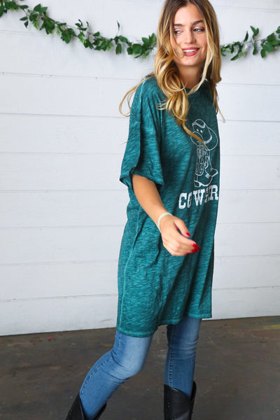 Emerald Cotton Blend COWGIRL Graphic Tee