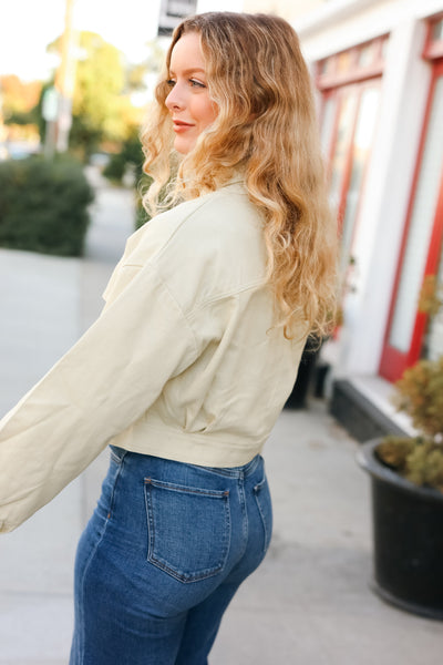 Back In Town Natural Cotton Twill Cropped Jacket