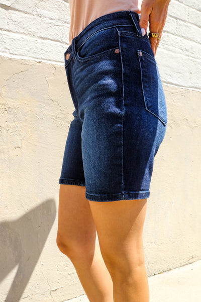 Judy Blue Dark Wash High Rise Tummy Control Shorts