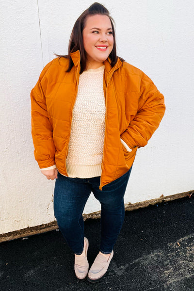 Eyes On You Butterscotch Quilted Puffer Jacket