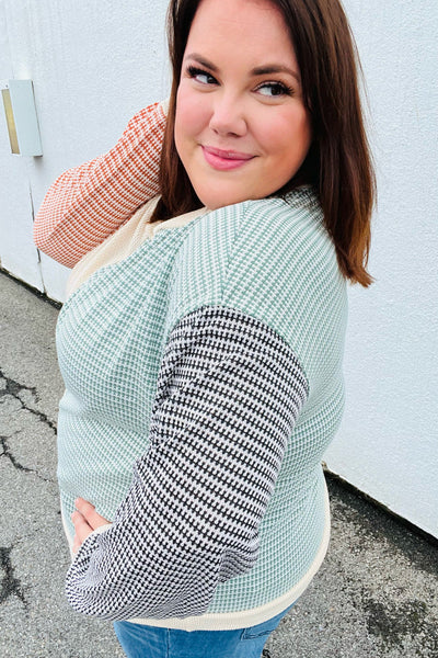 Feeling Casual Rust & Olive Two-Tone Knit Color Block Top