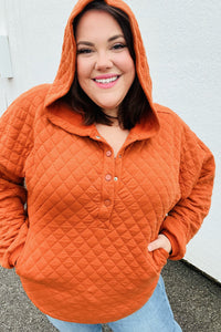 Feeling Bold Burnt Orange Quilted Quarter Snap Hoodie