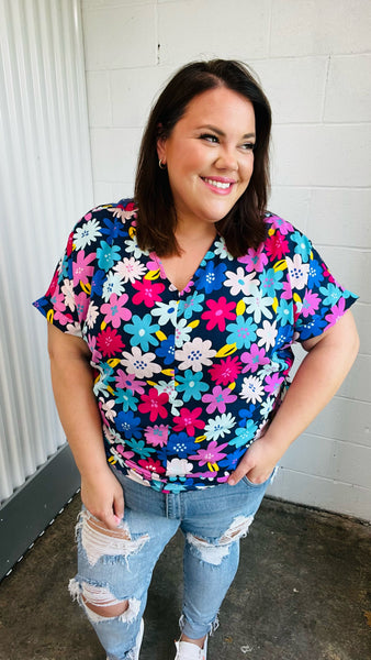 Multicolor Flower Power Woven Top