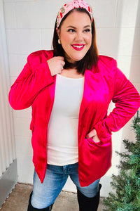 Dazzling Magenta Velvet Lapel Blazer