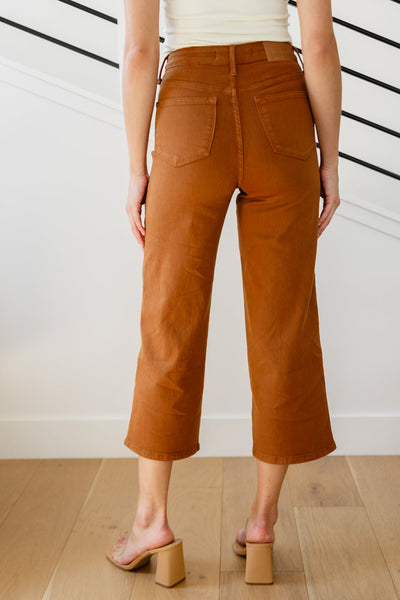 Briar High Rise Control Top Wide Leg Crop Jeans in Camel