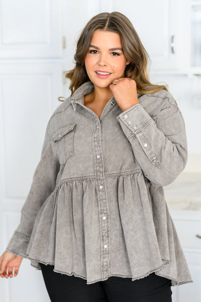 Earl Grey Button Up Long Sleeve Top